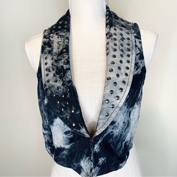Lush Studded Tie Dye Festival Punk Boho Vest Medium - Picture 1 of 12